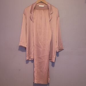 Zara Dusty Pink Satin Pajama Robe Set